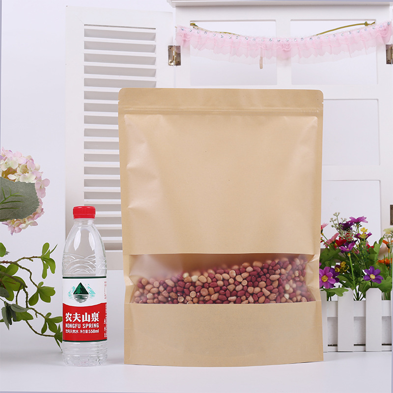 Brown Stand-Up Kraft Paper Bags with Square Window product photo 4