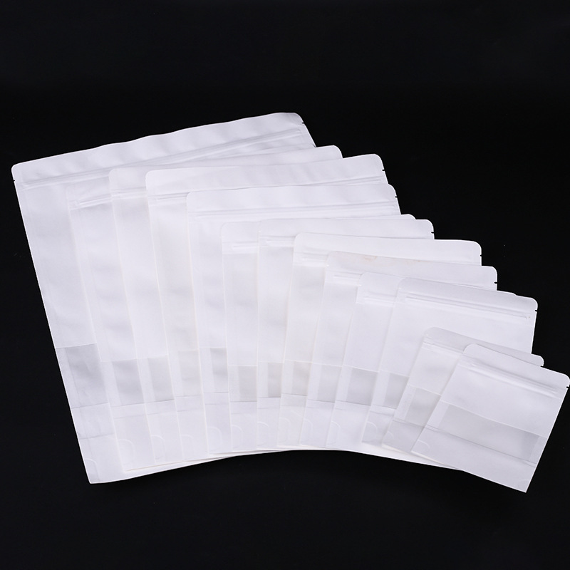White Stand-Up Kraft Paper Bags with Square Window product photo 2